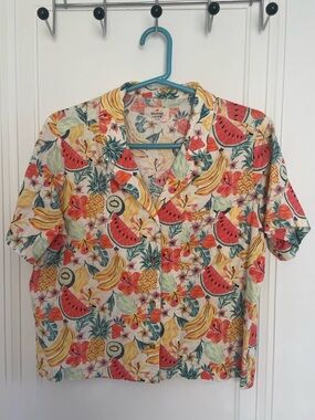 Marine Layer Tropical Crop Button Down